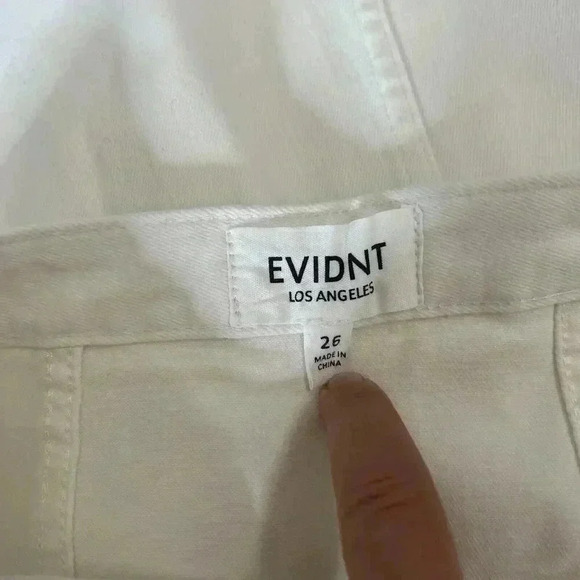 EVIDNT Skirt 26 White Denim Asymmetrical Front Slit Buttons Pencil Anthropologie - Picture 7 of 10